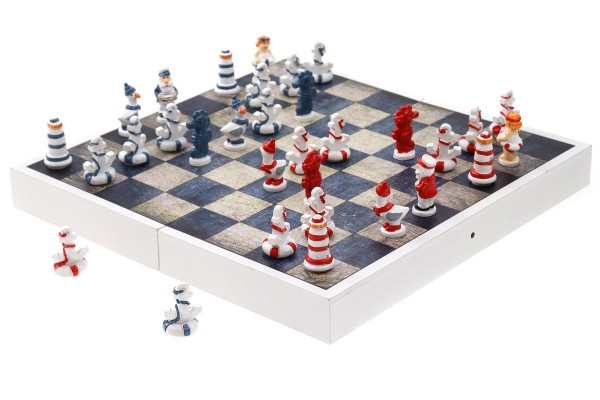 Maritimes Schachspiel aus Holz – Poly Figuren 25 cm