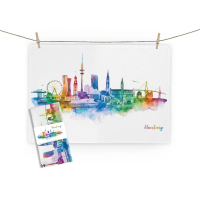 Geschirrtuch Hamburg Rainbow – Maritimes Aquarell