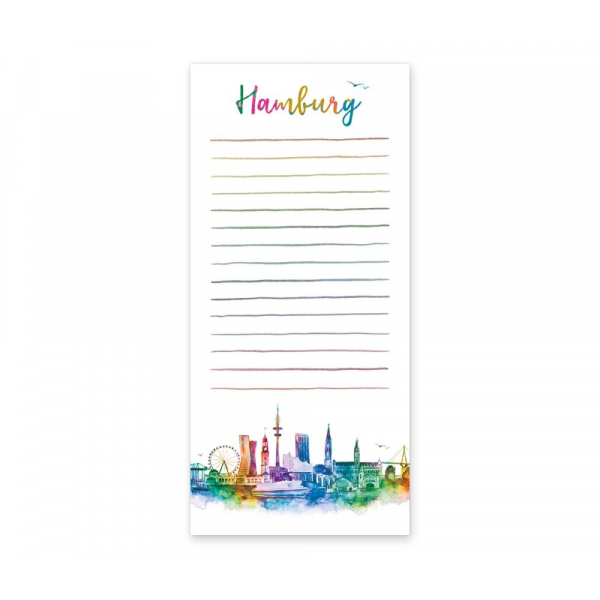 Notizblock Hamburg Rainbow – Aquarell 50 Blatt
