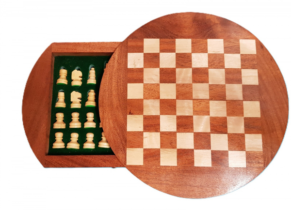 Magnetisches Holz-Schachspiel Ø18cm – Maritimes Design