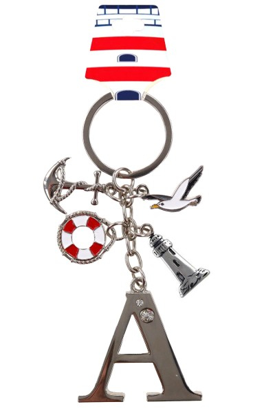 Maritime Schlüsselkette Buchstabe A mit Anker & Rettungsring