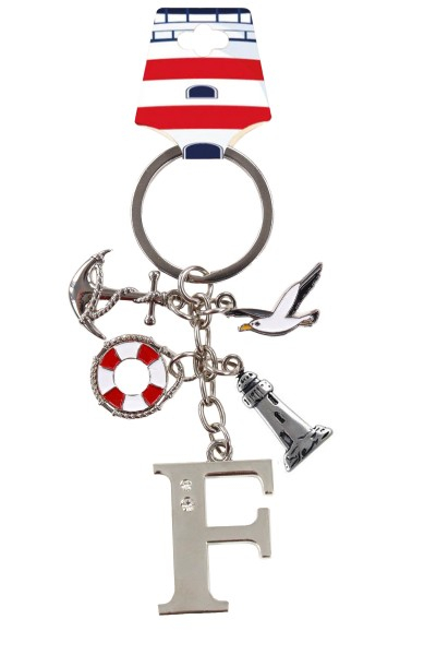 Maritime Schlüsselkette Buchstabe F mit Anhängern