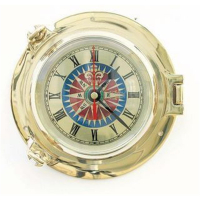 Bullaugen-Uhr Windrose 14 cm