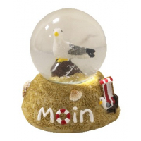Maritime Schneekugel mit Möwe und Strandmotiv