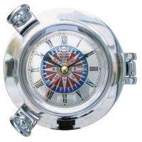 Bullaugen-Uhr Windrose verchromt 14 cm