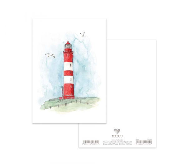 Postkarte Leuchtturm Rot – Maritimes Kunstmotiv A6