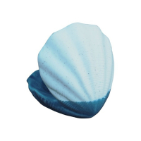 Teelicht Muschel, blau,/weissSteingut , 9x10,5x10,5 cm