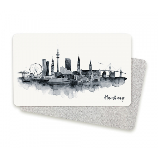 Frühstücksbrett Hamburg Skyline Schwarz – Hafenflair