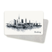 Frühstücksbrett Hamburg Skyline Schwarz –...