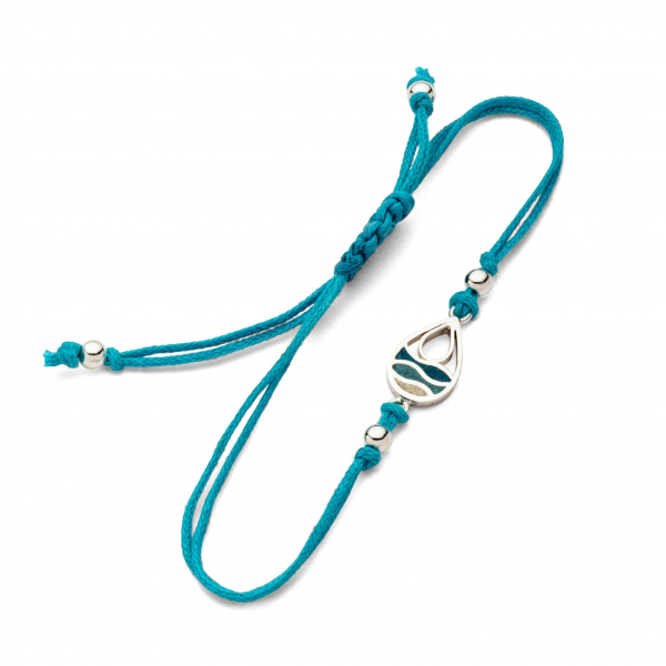 Cotton-Arm. "Strandwellen" Drop Strandsand/Steinsand blau , 925er Silber