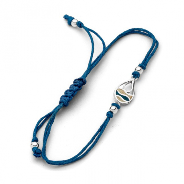 Cotton-Arm. "Strandwellen" Drop Strandsand/blauer Steinsand , 925er Silber