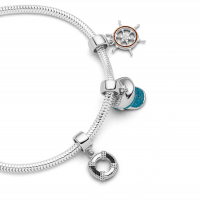 Charm "Kapitänsmütze" bl. Steinsand, 925er Silber