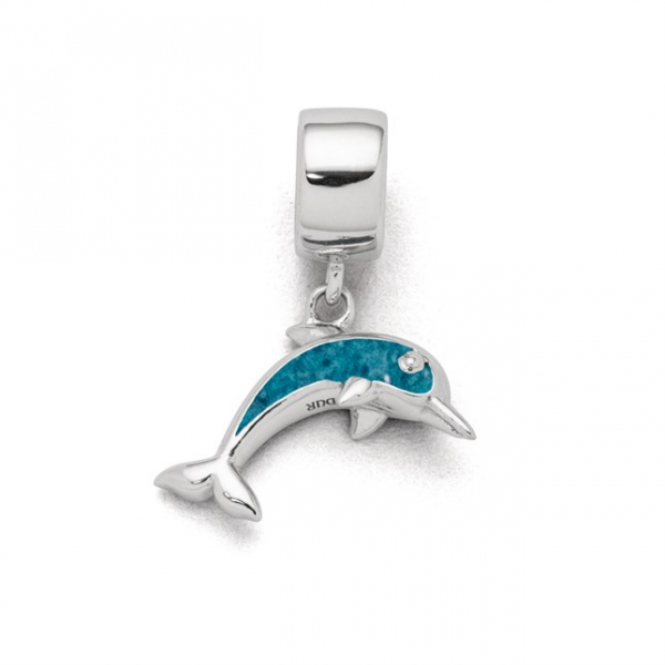 Charm "Delfin" Blauer Steinsand, 925er Silber