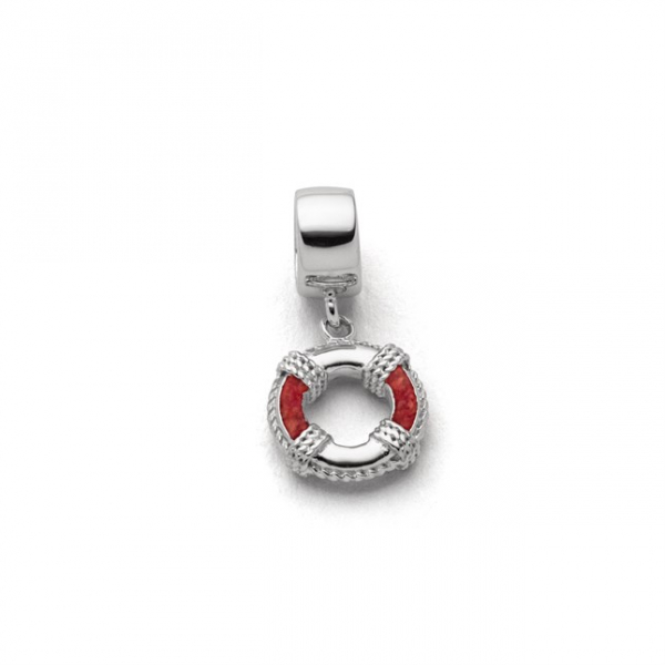 Charm "Rettungsring" Koralle, 925er Silber