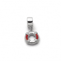 Charm "Rettungsring" Koralle, 925er Silber