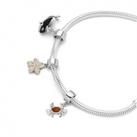 Charm "Krabbe" Bernsteinsand, 925er Silber