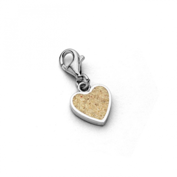 Charm "Herz" Strandsand, 925er Silber