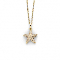 Kette, "Seestern", Strandsand vergoldet 45 cm, 925er Silber