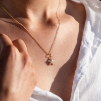 Kette, "Seestern", Strandsand vergoldet 45 cm, 925er Silber