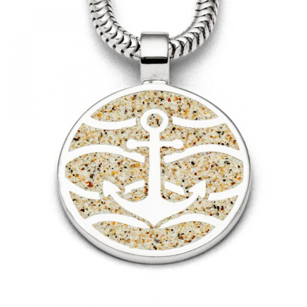 Anhänger 25 mm  "Strandwellen" Anker Strandsand,925er Silber