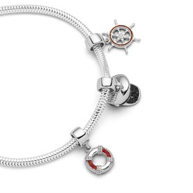 Charm "Leuchtturm" Strandsand / Korallensand, 925er Silber