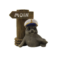 Seehund mit Moin-Schild – Maritime Dekofigur 7 cm