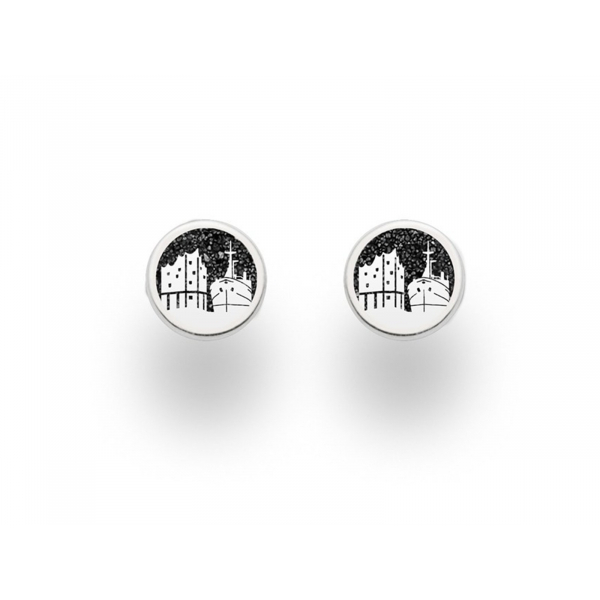 Ohrstecker Hamburg 10 mm, Lavasand 925er Silber