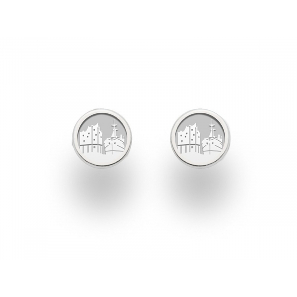 Ohrstecker Hamburg 10 mm, hell rhodiniert 925er Silber