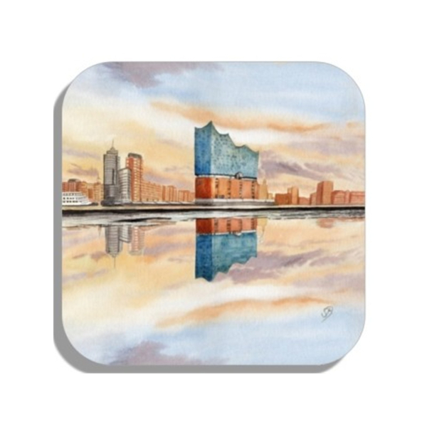 Glasuntersetzer Hamburger Alster & Elbphilharmonie