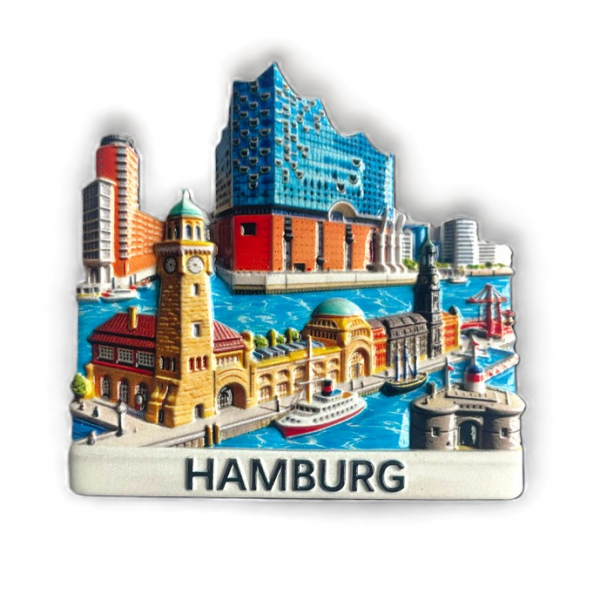 Magnet Hamburg Collage mit Elbphilharmonie – Kühlschrankmagnet