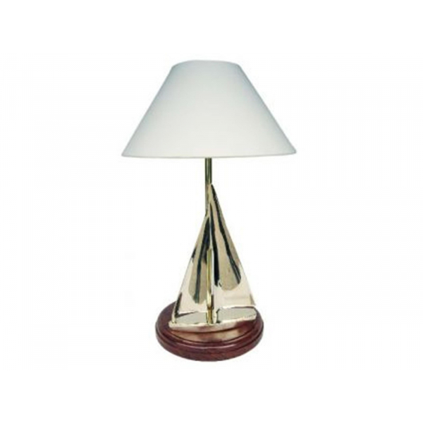 Maritime Segelyacht Lampe aus Messing & Holz E14