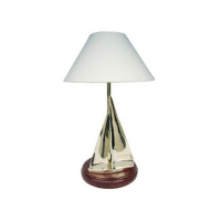 Maritime Segelyacht Lampe aus Messing & Holz E14