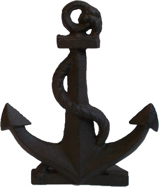 Maritimer Türstopper Anker mit Tampen aus Gusseisen 21 x 18 x 6,5 cm
