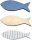Dekorative Fischfiguren aus Holz, 3 Stück, blau, Natur, gestreift