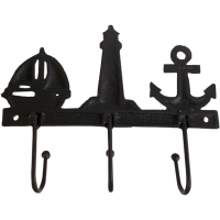 Maritimer Kleiderhaken aus Gusseisen - 3er Wand-Haken mit...