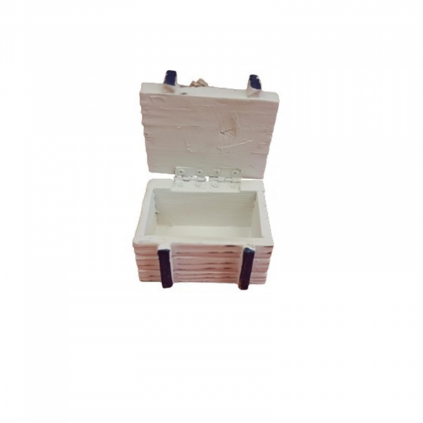 Maritime Mini Schatulle mit Anker - Kleine Holz-Kiste mit Dekoration - Blau Weiß 6,5 x 5 x 5 cm