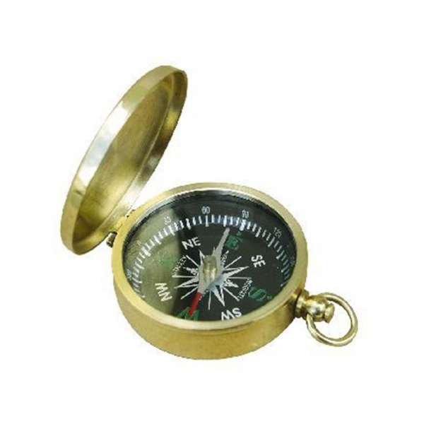 Maritimer Kompass mit Deckel & Ring aus Messing Ø 4,5 cm