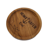 Maritimer Glas-Untersetzer - Runder Untersetzer aus rustikaler Eiche Holz mit eingebranntem Motiv (61346)