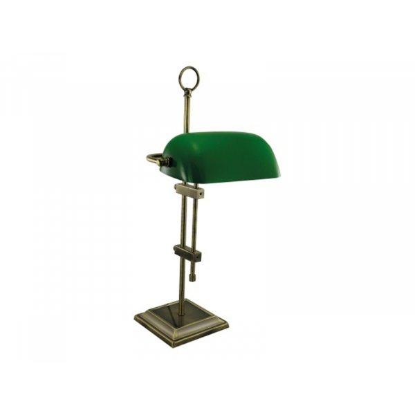 Bankers-Lampe Messing Antik mit grünem Glasschirm