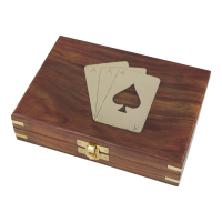 Spielkartenbox aus Holz inkl. Doppel-Kartenspiel maritim