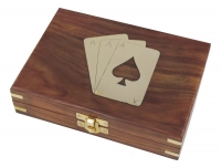 Spielkartenbox aus Holz inkl. Doppel-Kartenspiel maritim