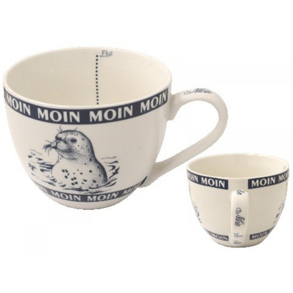 Jumbo Becher Moin Moin Seehund Blau-Weiß 500 ml
