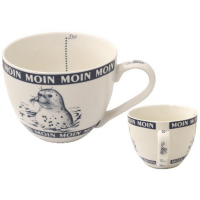 Jumbo Becher Moin Moin Seehund Blau-Weiß 500 ml