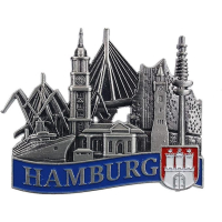 Kühlschrankmagnet Stadt Souvenir Hamburg Skyline und...