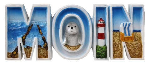 Moin Magnet 3D aus Polyresin – Maritimes Design bunt