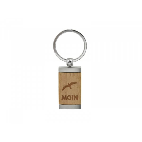 Maritimer Schlüsselanhänger Holz & Metall Moin Möwe