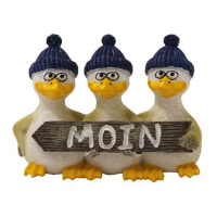 Lustige Möwen-Deko mit MOIN-Schild und Pudelmützen