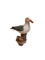 Maritime Möwe auf Poller aus Polyresin 15 cm Dekofigur