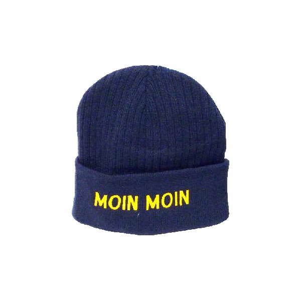 Strickmütze Moin Moin Blau – Maritime Mütze